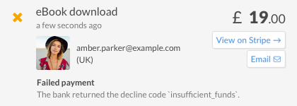 Charge declined for insufficient funds