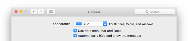 Menu bar settings on macOS Sierra
