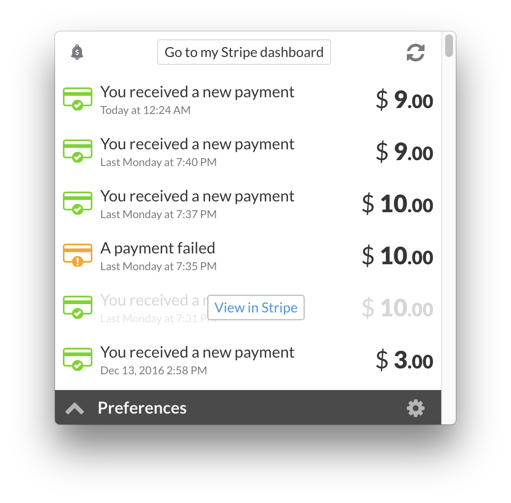 Access all your Stripe notifications in 1 click