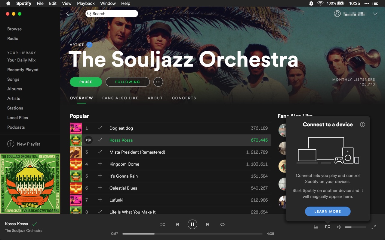 Spotify desktop app in 2018