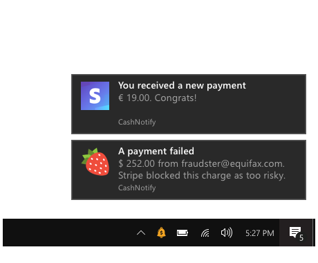 CashNotify notifications app for macOS